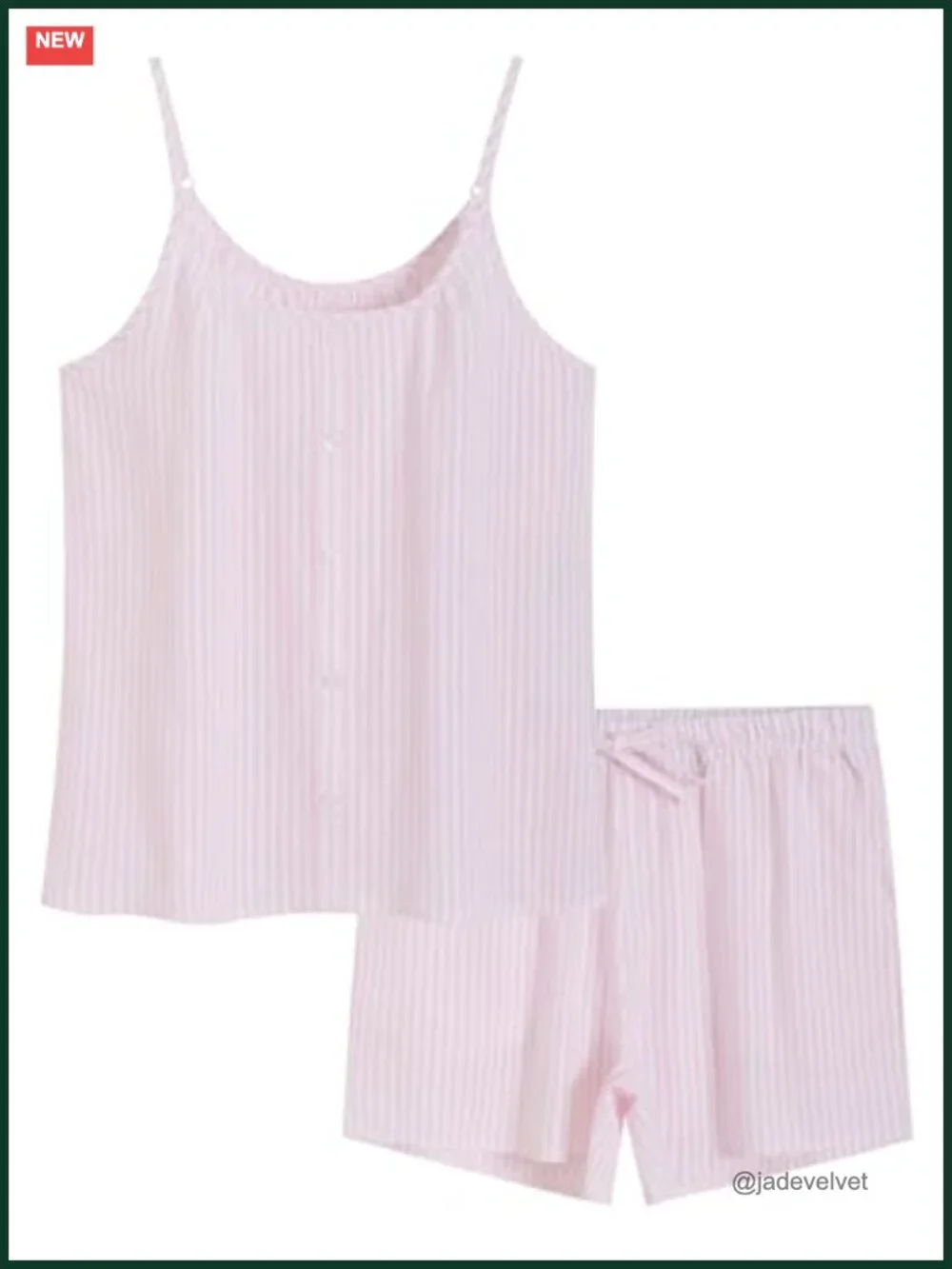 Cotton Seersucker Pajama Set Cami Top & Drawstring Shorts Lounge Sleepwear